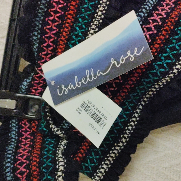 ISABELLA ROSE Women's Embroidered Smocked Off The Shoulder Bandeau Bikini set - Picture 6 of 7